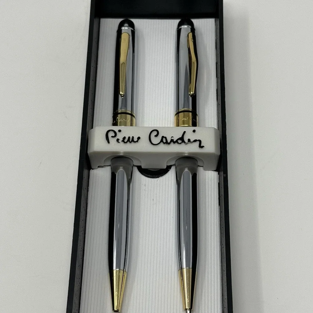 Pierre Cardin Ballpoint Pen & Mechanical Pencil, Slim Luxury Look, Silver & Gold